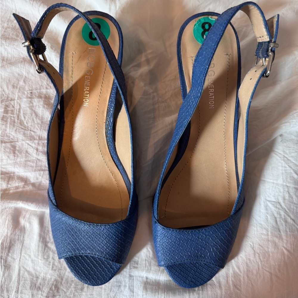 Bcbgeneration Blue Textured Slingback Sandals - image 1